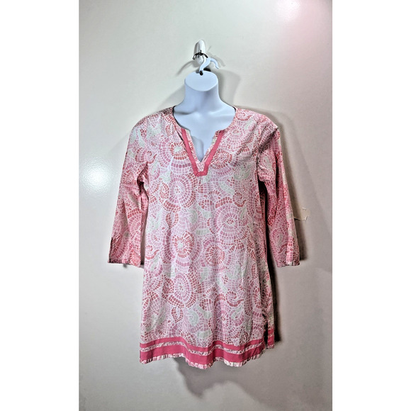 Vineyard Vines Women's Beach Cover Up Dress Size L Pink Resortcore Preppy Boho - Picture 1 of 8